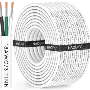 18 Gauge Marine Wire 18/3 Triplex Tinned Copper Cable 50FT for Boat RV Solar LED