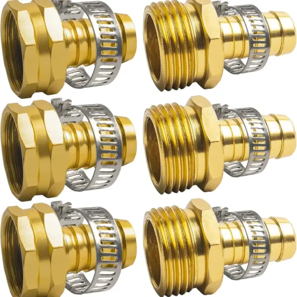 1/2" Garden Hose Repair Kit, Aluminum Connectors with Clamps, 3 Sets