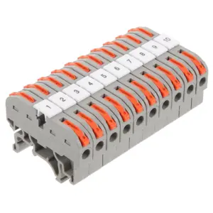 10Sets Din Rail Terminal Blocks Electrical Connector Blocks Nylon Shell Brass Body Wire Terminal Connectors for Distribution