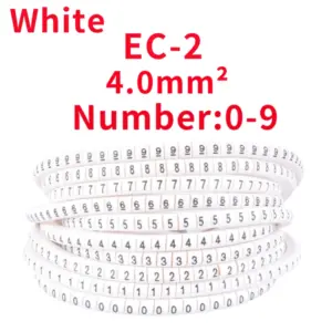 Pre-Printed White Cable Marker Sleeves 4.0sqmm, Numbered Cable Sleeves for Wire Identification, Electrical Projects,EC-2,500PCS