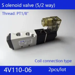 2pcs 4V110-06 Pneumatic Control Valve 2 Position 5 Port Air Solenoid Valves Terminal DC12v DC24v AC36v AC110v 220v 380v