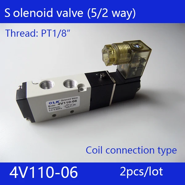 2pcs 4V110-06 Pneumatic Control Valve 2 Position 5 Port Air Solenoid Valves Terminal DC12v DC24v AC36v AC110v 220v 380v