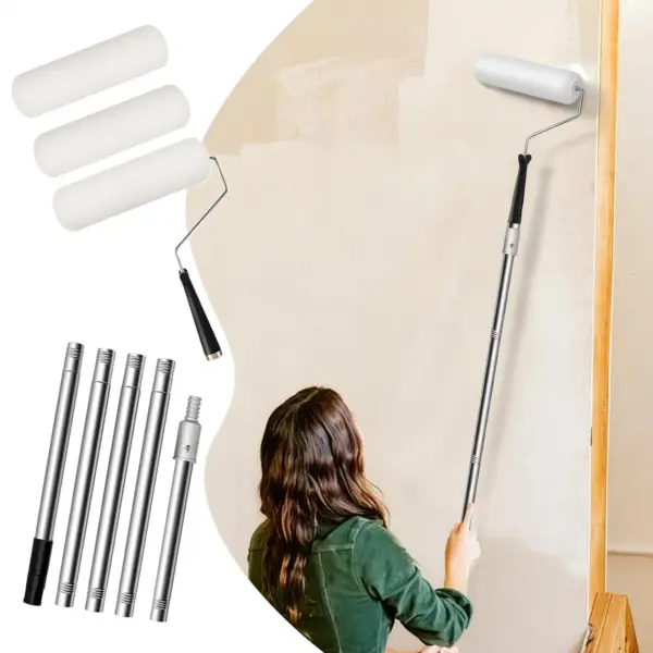 9 Inch Paint Roller Kit with Extension Pole Wall Painting Tool Set for Ceiling Furniture Home Improvement DIY Painting Supplies