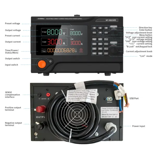 Laboratory programmable adjustable 80V 30A laptop maintenance variable bench DC power supply
