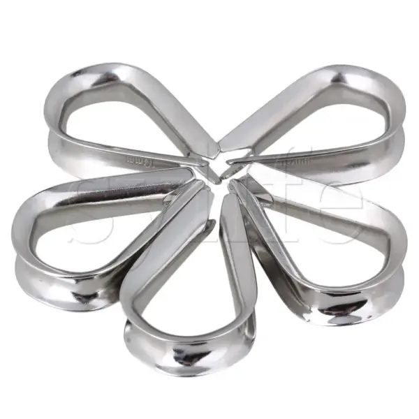 5pcs M10 Silver Wire Rope Thimbles - European Style Rigging Hardware for Marine/Industrial Use