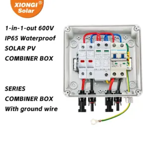 Solar photovoltaic PV Combiner Box With Lightning Protection 1 input 1 out  DC Fuse MCB SPD  IP65 Waterproof Distribution boxes