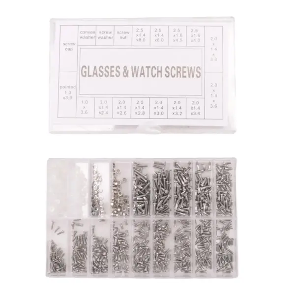 AA49 1000Pcs Stainless Steel Eyeglasses Watch Repair Screw Replacement Kit Set Tiny Screws Nut Assortment Repair Tool Kit Set