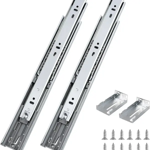 22 Inch Heavy Duty Soft Close Drawer Slides, Rear/Side Mount Ball Bearing Full Extension Drawer Glides, 100 LB Capacity 3 Folds
