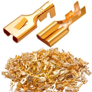 200PCS 6.3mm Female Spade Connector Blade Connector Quick Splice Crimp Terminals Non Insulated Wire Connectors for Electrical