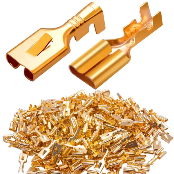 200PCS 6.3mm Female Spade Connector Blade Connector Quick Splice Crimp Terminals Non Insulated Wire Connectors for Electrical