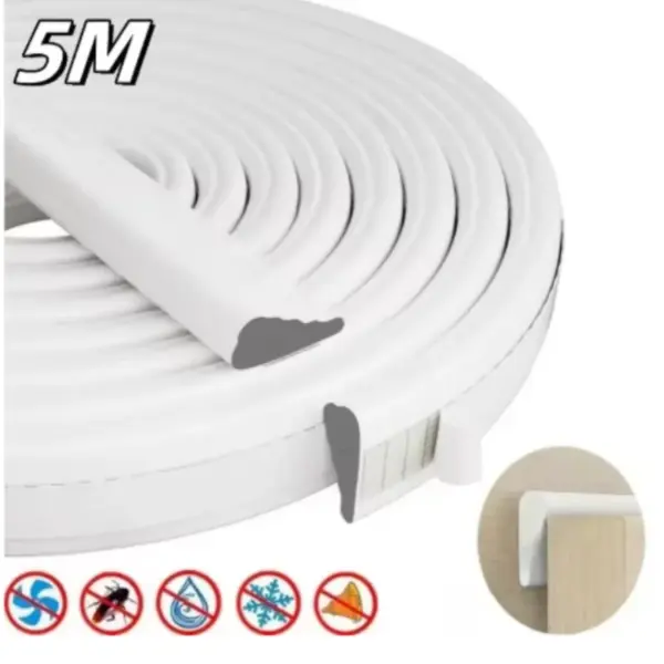 5M New Door and Window Seals High Density Wedge Weather Stripping Seal Strip Doors Gap Filler Noise Blocker Foam Tape Sealing