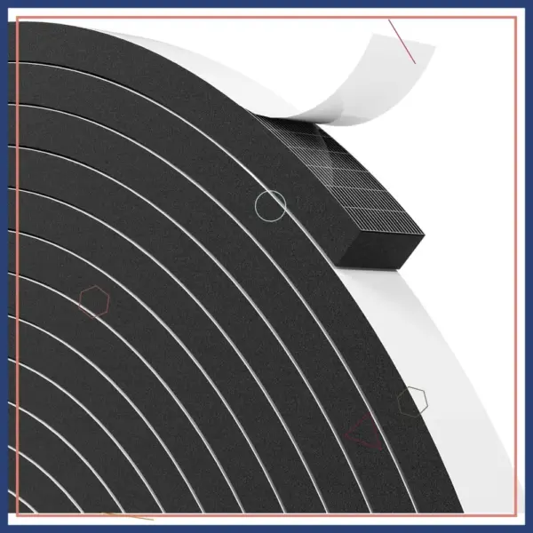 33FT EVA Weather Stripping Door Seal Foam Tape with Adhesive, Window Insulation, Soundproofing