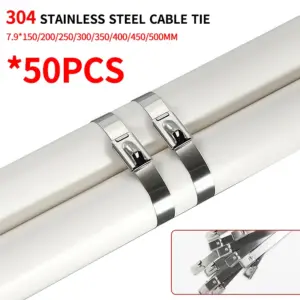 7.9mm 304 Stainless Steel Cable Ties, Heavy Duty Self-Locking Metal Zip Ties for Outdoor Cable Tray Wiring