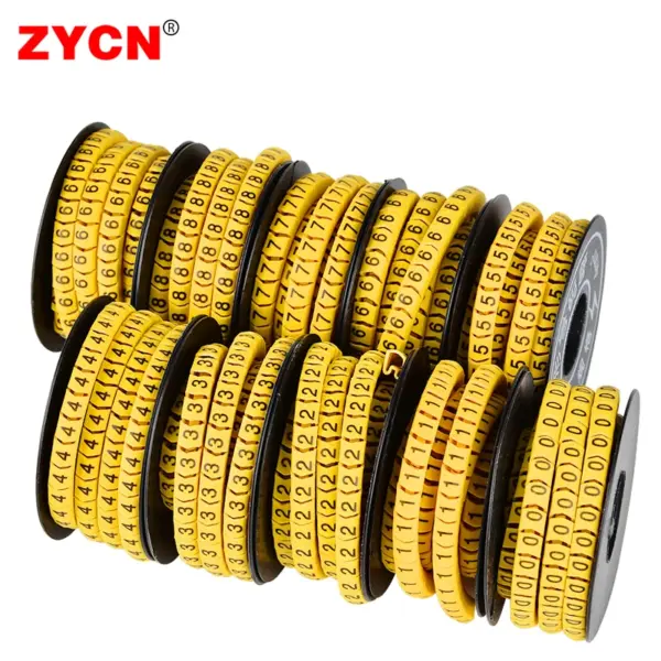 10 Rolls Cable Markers Tube EC 1/2.5/4/6mm² Number 0 to 9 Wire Label Pipe Network Line Sleeve Concave Antiskid PVC Insulation
