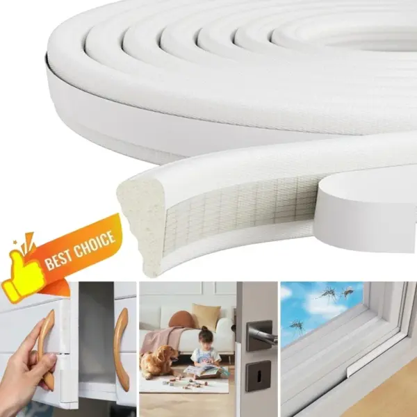 4M Wedge-Shape Foam Weather Stripping Door Seal Strip self-adhesive high density PU weatherstrip Gap Filler for Doors Frame