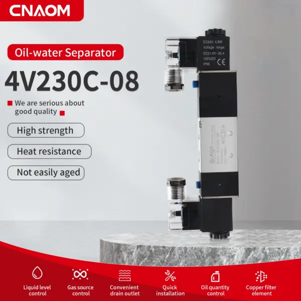4V230C-08 5 Way 3 Position 1/4" Pneumatic Solenoid Valve DC12V DC24V AC110V AC220V