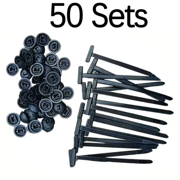 50Sets Self-locking Nylon Zip Ties Holder,Nylon Universal Cable Tie Buckle, Light Bulbs, Lighting Cable- Suitable for Automotiv