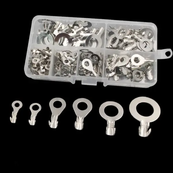 150Pcs Tinned Cable Terminals Annular Non-Insulated Wire Connectors Kit Crimp Solder Automotive Motorcycle Household Computer