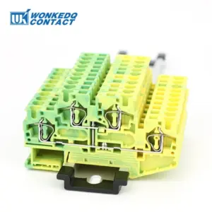 5Pcs STTB 4-PE Ground 2 Level Terminal Block Din Rail Mount 4mm Double Layer Protective Wire Spring-cage Connector STTB4-PE
