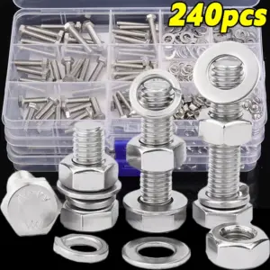 240pcs/box Hexagon Socket Nut Bolts Screw Set Metalworking Fasteners Home Hardware Stainless Steel Assortment Kits 16/20/25mm