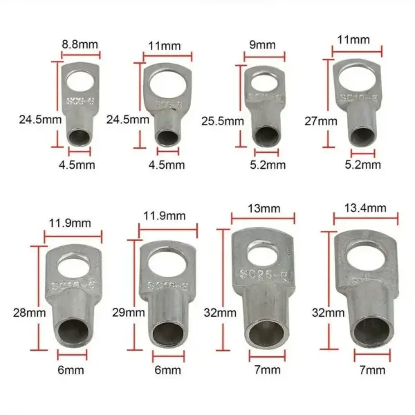 Convenient Plastic Box Packaging Copper Tube Terminals Battery Welding Cable Lug Ring Crimp Connector Kit, 70pcs