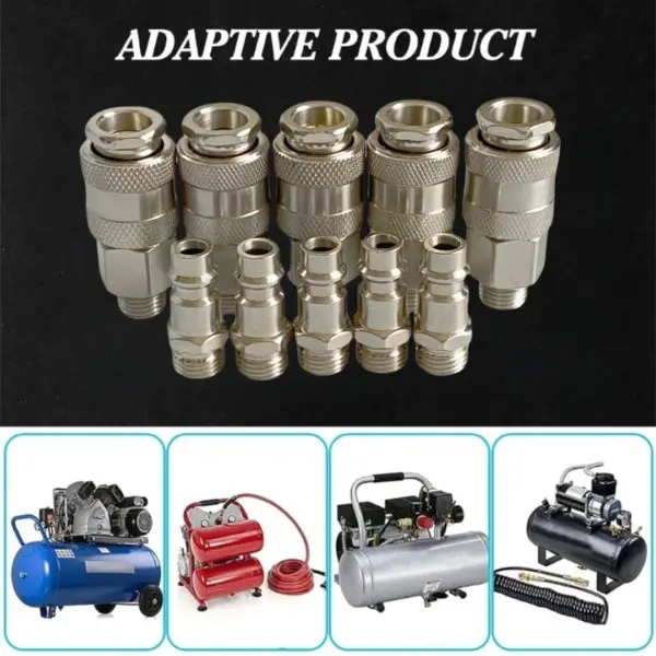 5Pcs EU Type Pneumatic Quick Fitting Connector Set PM20 SM20 G1/4 BSP Male Thread for Air Compressor Hose Connector Kit