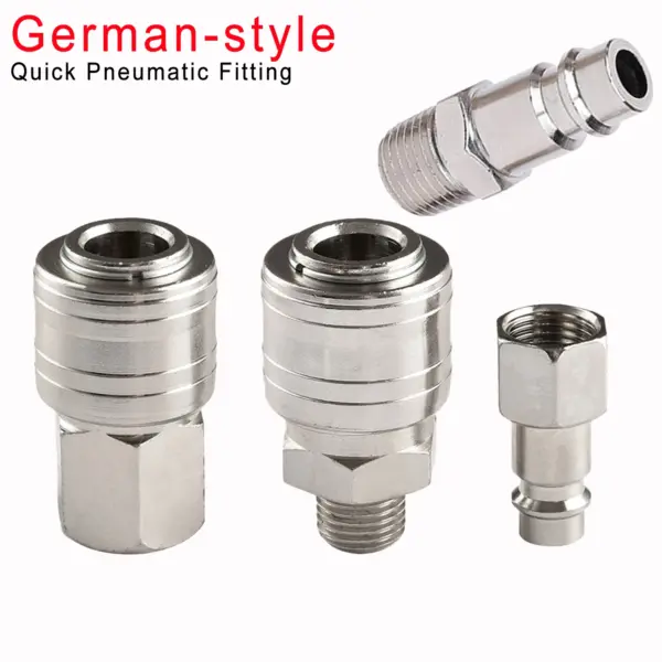 German Style Pneumatic Quick Coupler Air Hose Fitting, 1/4" BSP Male/Female Thread Quick Release Connector for Air Compressor