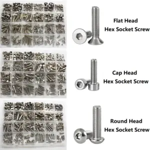 Stainless Steel Allen Key Head Screw Kit Flat Countersunk / Button Round / Cap Head Hexagon Hex Socket Screw Bolt Nut Washer Set