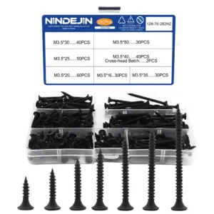 282pcs Drywall Screws Assortment Kit M3.5 Phillips Self Tapping Wood Screw Coarse Thread with Screwdriver Bits for Sheetrock