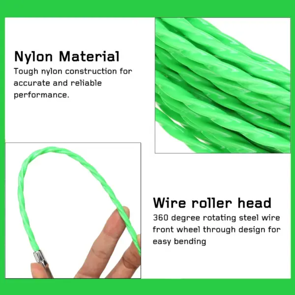 4.5mm Durable Fiberglass Electric Guide Device Cable Push Pullers 5/12/15/20/25/30m Green Duct Snake Rodder Fish Tape Wire