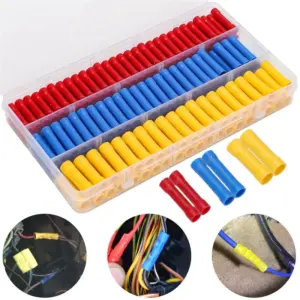 200Pcs Straight Butt Wire Terminal Splice Crimp Insulated Copper Cold Press Terminals Electrical Wire Connector BV1.25 BV2 BV5.5