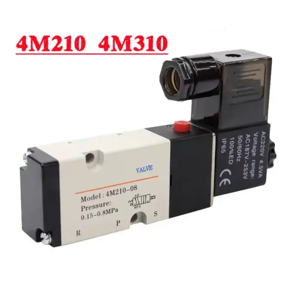 4M210 4M310 06/08 Pneumatic Valve 2 Position 5 Way Neutral Air Selector Solenoid Valve 220V 24V 4M110-M5 4M210-08