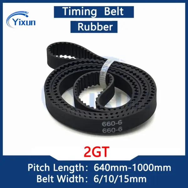 2GT Rubber Synchronous Timing Belt Length 640-1000mm Width 6/10/15mm For 3D Printer GT2 Pitch 2mm 2M G2M Drive Arc Toothed Belt