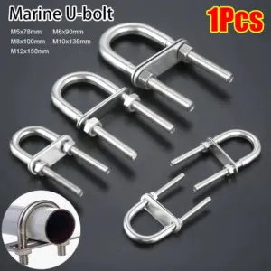 1Pcs New Bow Stern Marine U-bolt Metal Screw Pads Boat Hardware 304 Stainless Steel with Nut Eye Rope Rigging Yacht Accessories