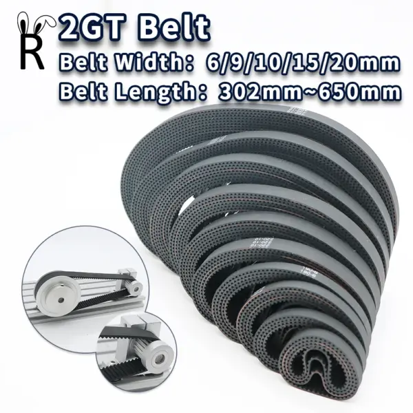 GT2 Rubber Belt Length 302mm-650mm 2M Belt Width 6mm 15mm 20mm Closed Timing Belt 10mm for 3D Printer Parts 9mm 2GT Timing Belt