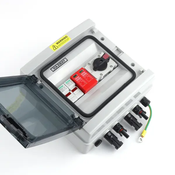 Solar Photovoltaic PV Combiner Box 1 In 1 Out 1000V DC Fuse Isolation Switch SPD Lightning Protection IP65 Wall-mount Waterproof