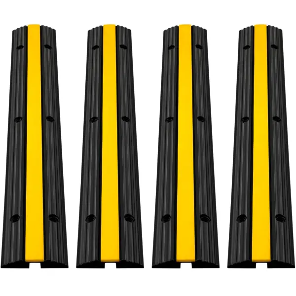 SucceBuy Modular Rubber Speed Bump 1 Channel Driveway Cable Protector Ramp Wire Cover Cord Guard for Parking Lot Warehouses Use