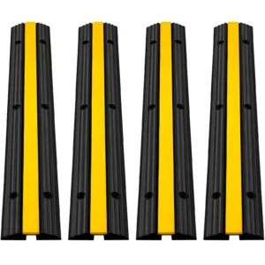 SucceBuy Modular Rubber Speed Bump 1 Channel Driveway Cable Protector Ramp Wire Cover Cord Guard for Parking Lot Warehouses Use