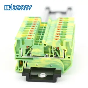 PT4-PE Push-in 4mm² Ground Din Rail Feed-Through Terminal Block Earth Strip Connector Wire Electrical Connector PT 4-PE