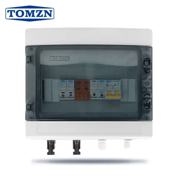 Solar photovoltaic PV Combiner Box With Lightning Protection 2 input 1 out DC 600V Fuse MCB SPD Waterproof Box IP65 12ways