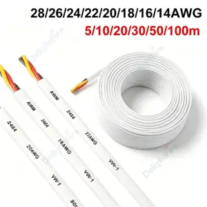 2 3 4 Core Tinned Copper Wire 28 26 24 16 14 18 22 20 AWG Electronic Cable For Automotive LED Strip Light Speaker Audio Marine