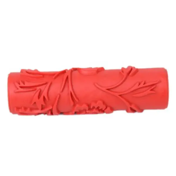 7 Inch DIY Wall Decoration Painting Roller Red Handle 15x9cm Rubber Metal Plastic Flower Pattern Texture Paint Wall Wallpaper