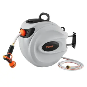 Auto-Rewind Retractable Hose Reel - 180° Wall-Mount Coverage, Lockable Length, Durable 3-Layer PVC Hose for Garden/Washing/Mult