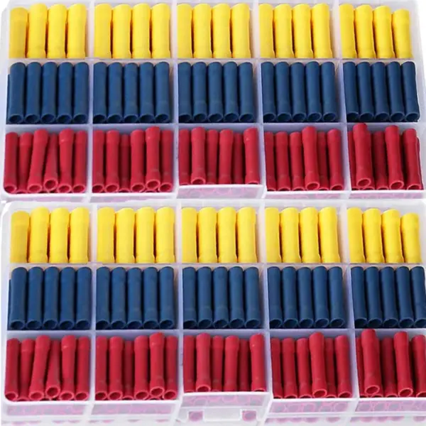 200pcs Straight Butt Wire Terminal Splice Crimp Insulated Copper Cold Press Terminals Electrical Wire Connector BV1.25 BV2 BV5.5