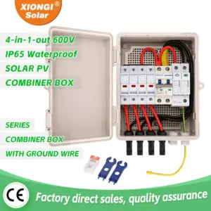 Solar photovoltaic PV Combiner Box With Ground Wire 4 input 1 out DC 600V Fuse MCB SPD Waterproof Box IP65 Wholesale