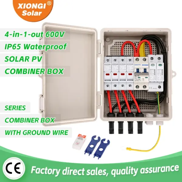 Solar photovoltaic PV Combiner Box With Ground Wire 4 input 1 out DC 600V Fuse MCB SPD Waterproof Box IP65 Wholesale