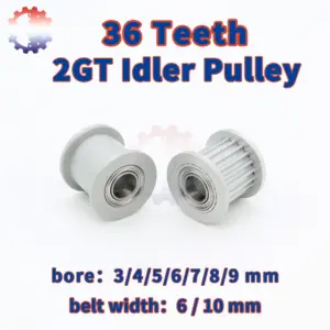 36Teeth 2GT Idler Timing Pulley Bore 3 4 5 6 7 8 9mm Idler Belt Width 6mm 10mm 3D Printer Parts 36 Teeth 36T 2M 2MGT GT2 Idler