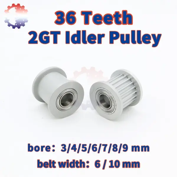 36Teeth 2GT Idler Timing Pulley Bore 3 4 5 6 7 8 9mm Idler Belt Width 6mm 10mm 3D Printer Parts 36 Teeth 36T 2M 2MGT GT2 Idler