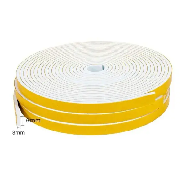 【Perfect-Gift!】Self Adhesive Foam Tape Door Window Seal Door Draught Excluder Weatherstripping, 6Mm Wide X 3Mm Thick 12 Pcs Each