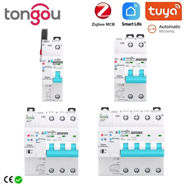 TONGOU Tuya MCB Zigbee Metering Circuit Breaker Smart Life Timer Remote Control Automatic Wireless Interruptor Reclosing Switch